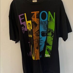 Elton John Black Graphic T-Shirt